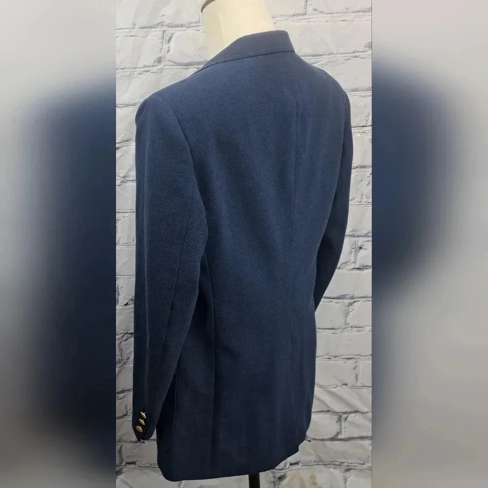 Vintage 80s 90s Stafford Men's Blazer Sport Coat Tailored in USA Blue 43R  42R - Picture 6 of 16